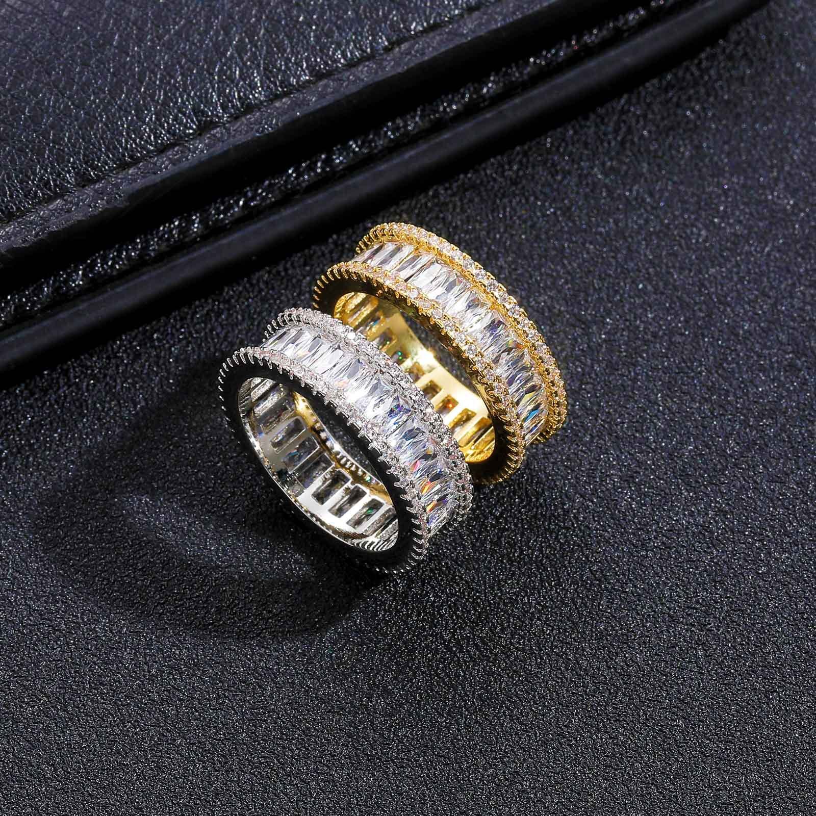 Cross Hip Hop Jewelry Set with Moissanite T Square Moissanite Ring Couple Simple Personality Mens Ring moissanite