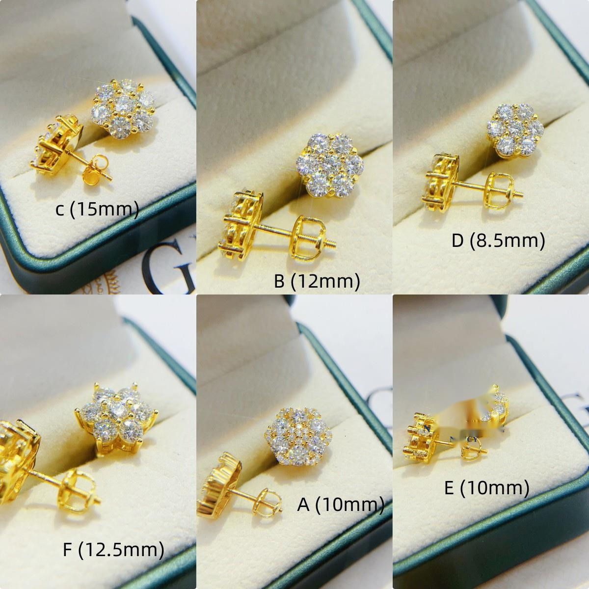 Fine Jewelry Past Diamond test Earrings Vvsmoissanite Stone Fashion Iced Out 925 Sterling Silver Flower Earrings