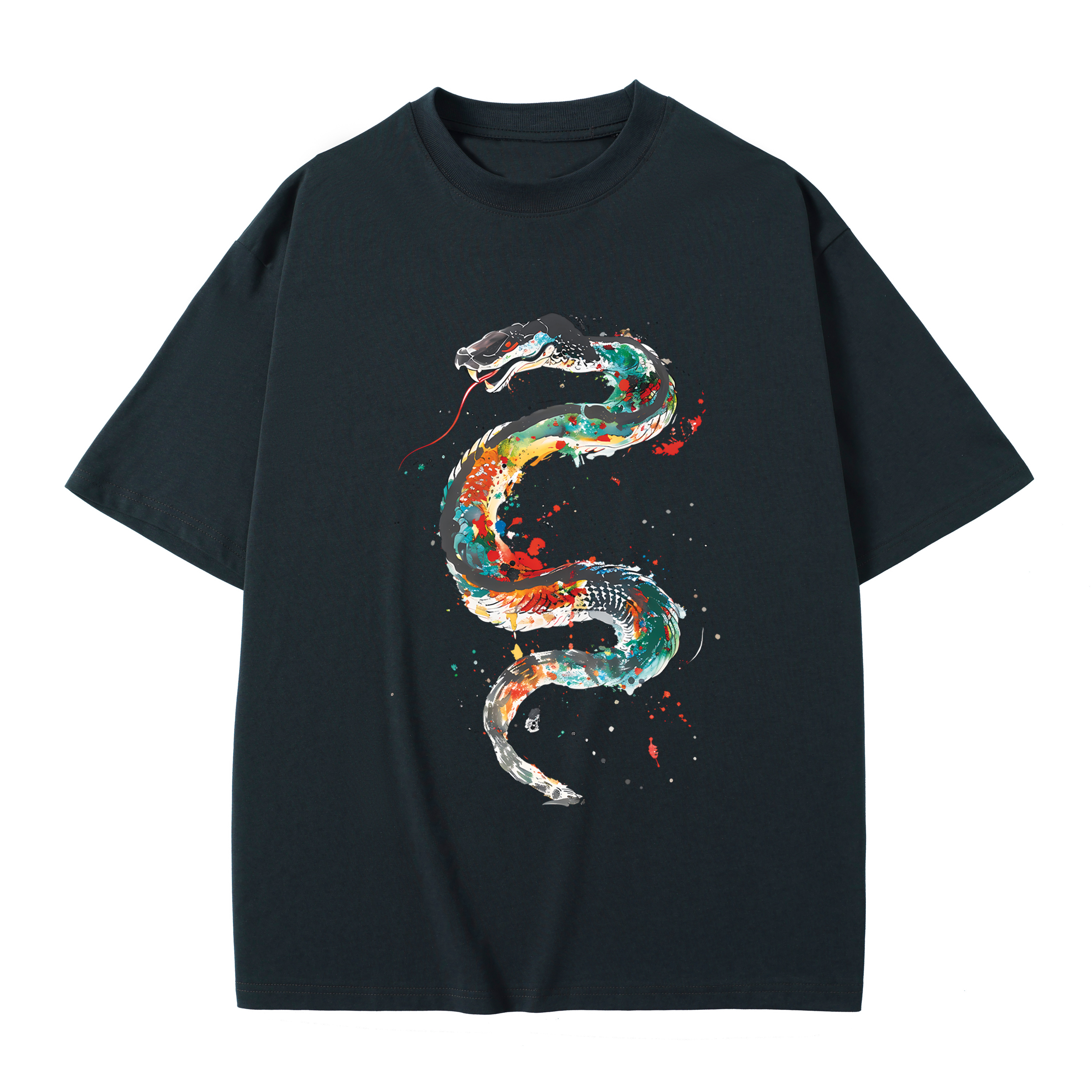T-shirt men's top designer cotton T-shirt the Painted snake short sleeved clothing high-quality fashionable T-shirt