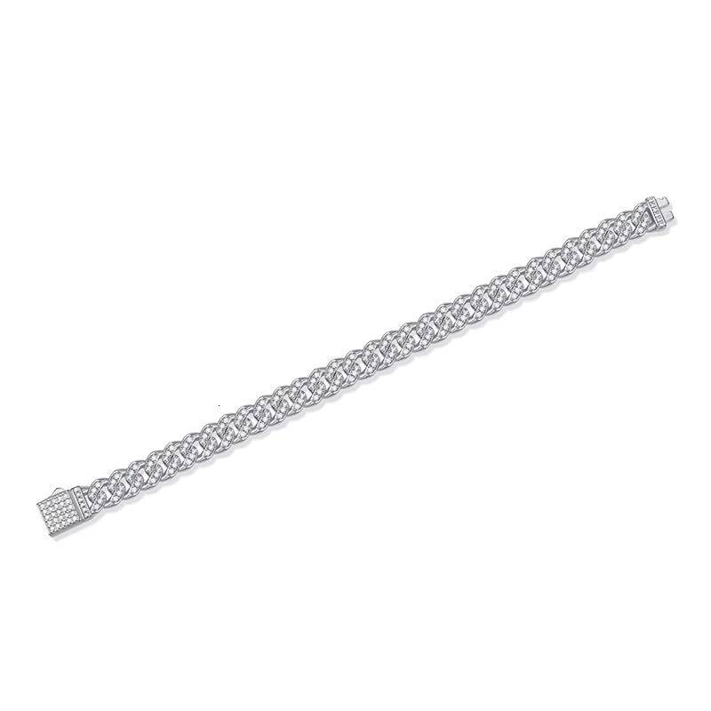 Sterling Sier Moissanite Cuban Bracelet Men's Hip-Hop Jewelry Rapper