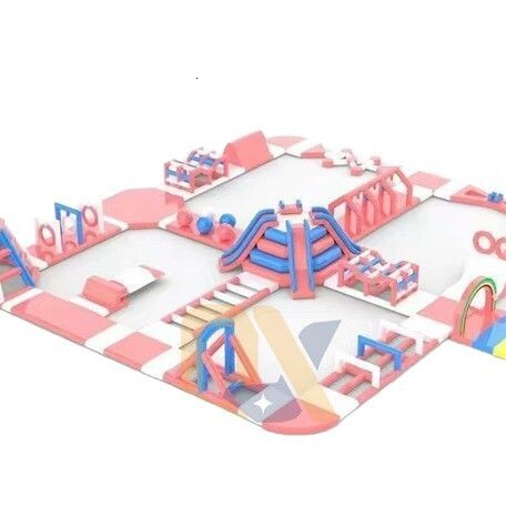 Iatable Lake Surface Obstacle Course Swimming Pool Fun Levels Floating Toys Small Boat Kayak Seesaw Slide