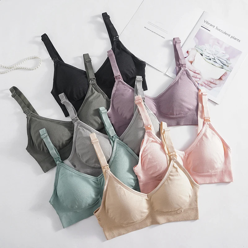Plus Size Wireless Maternity Bra Front Open Gather Together Prevent Sagging Seamless 3D Breathable Comfortable Breastfeeding Bra 250530