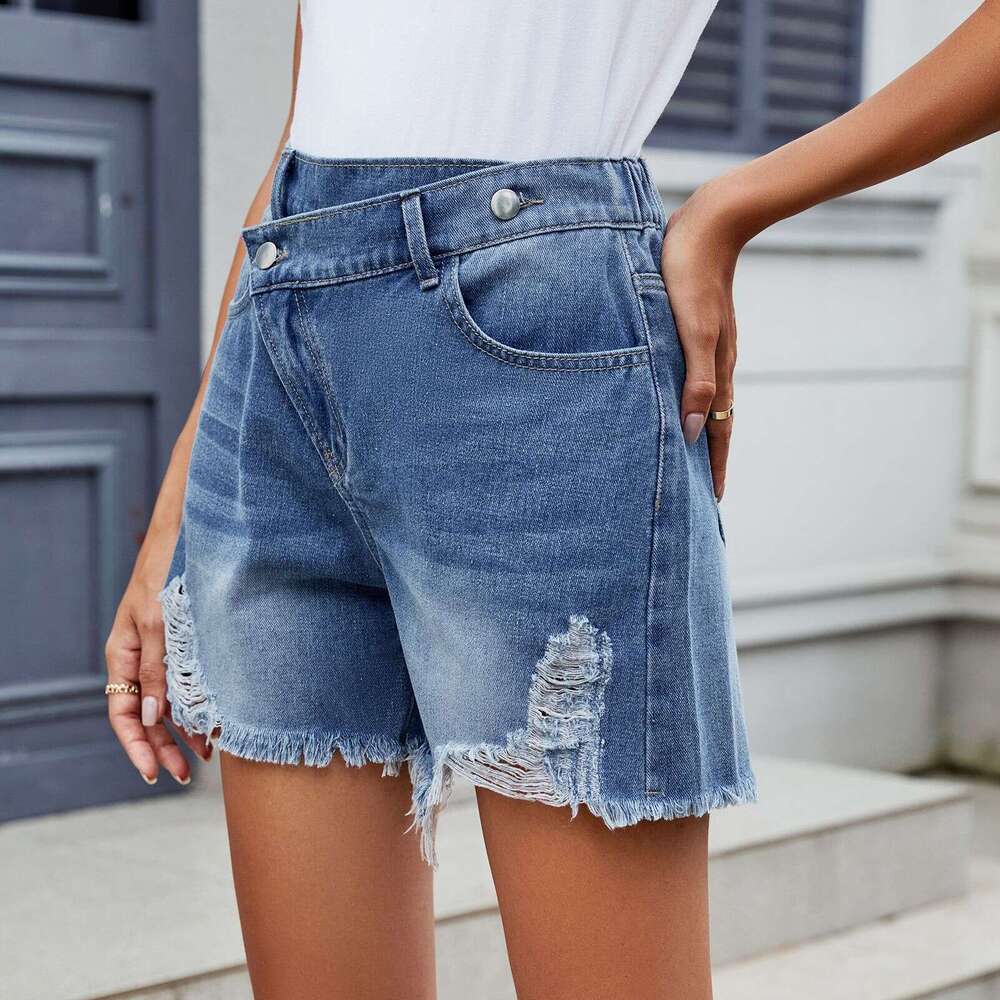 Denim Shorts Jeans Shorts Women S Summer New Washed Irregular Denim Frayed Shorts Trend Ripped Short Jeans
