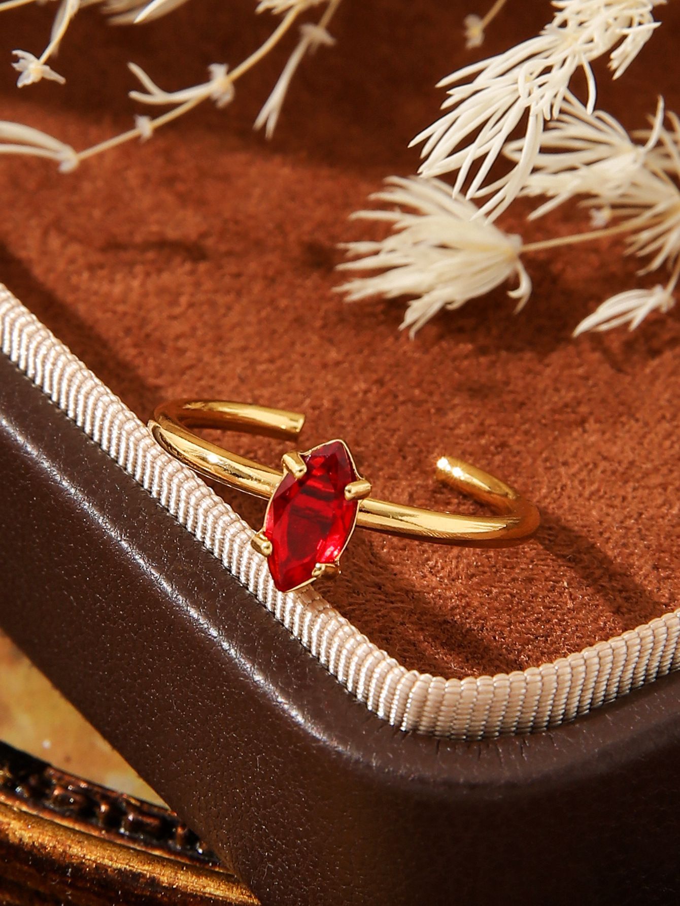 Titanium Steel Water Drop Inlaid Women's Fashionable Elegant Bowknot Gold Plated Colorful Diamond Open Ring