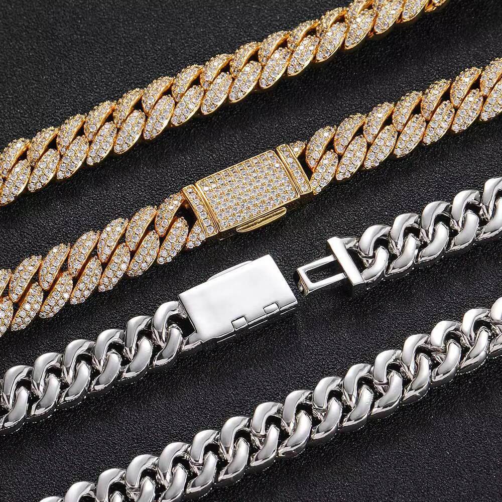 CSJY 10mm Cross Cuban Gold Plated Hip Hop Necklace Iced Men's Chain