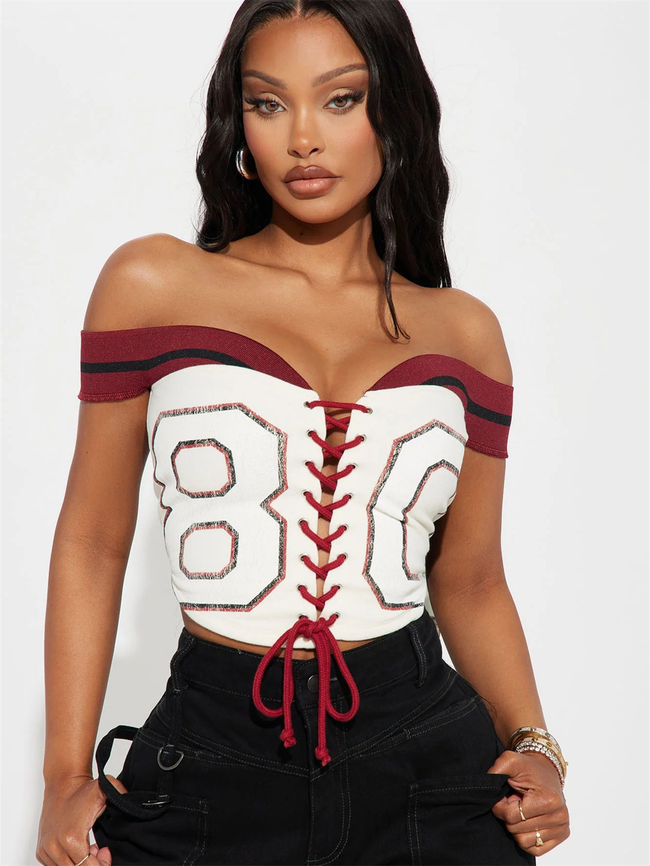 Designer T Shirt Summer European And American Style New Fashion Slim Sexy Printed Tie Strap Crop Top Short Crop Top Essentials Summer Dress