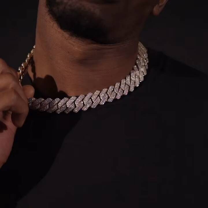 Hip Hop Sterling Sier Iced Out Moissanite Cuban Men's Bracelet