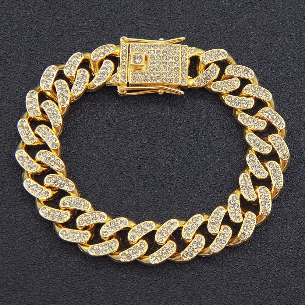 Fashion Hip Hop 5CZ Stone Bg Iced Out Cuban k Chain Necklace Mens Rap Singer Jewelry