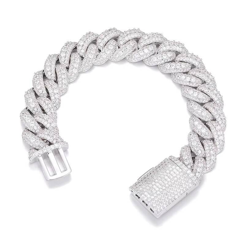 Hip hop accessory 18mm Bubble Necklace Men's Sier Plated Miami Cuban Iced Chain