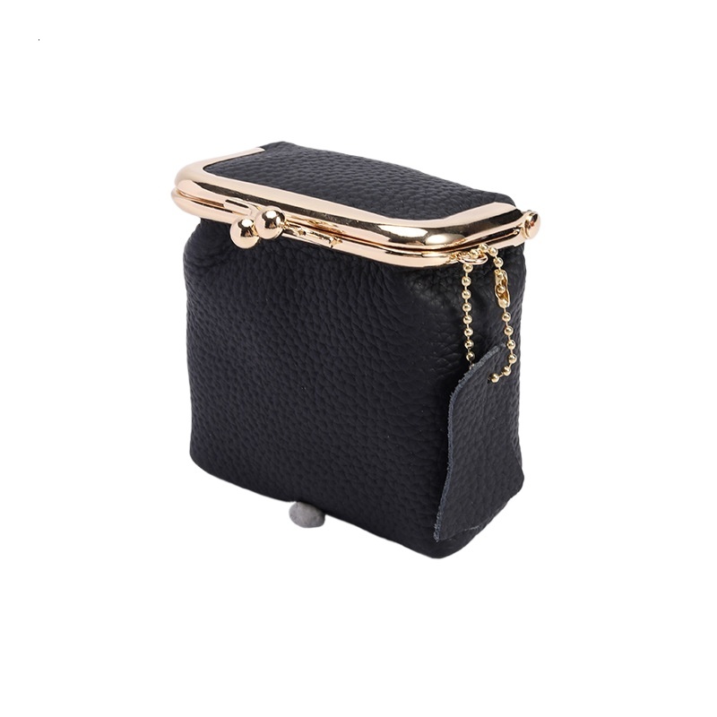 designer Cross-border Genuine Leather Mini Lipstick Bag Lychee Pattern Lipstick Case Ins Style Multifunctional Storage Bag Coin Purse Wallet