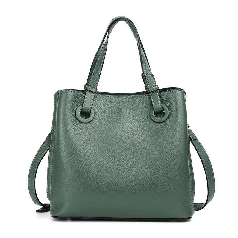 Genuine Leather 2023 New Atmosphere Crossbody Bucket Wrap Head Layer Cowhide Bag Women's Handbag