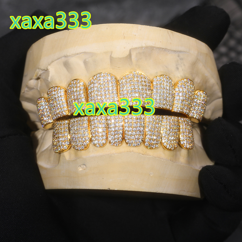 Custom Made Personalized VVS Moissanite Diamond Dental Grills 14K 18K Gold Silver Iced Grillz Teeth Hip Hop Body Jewelry for Men
