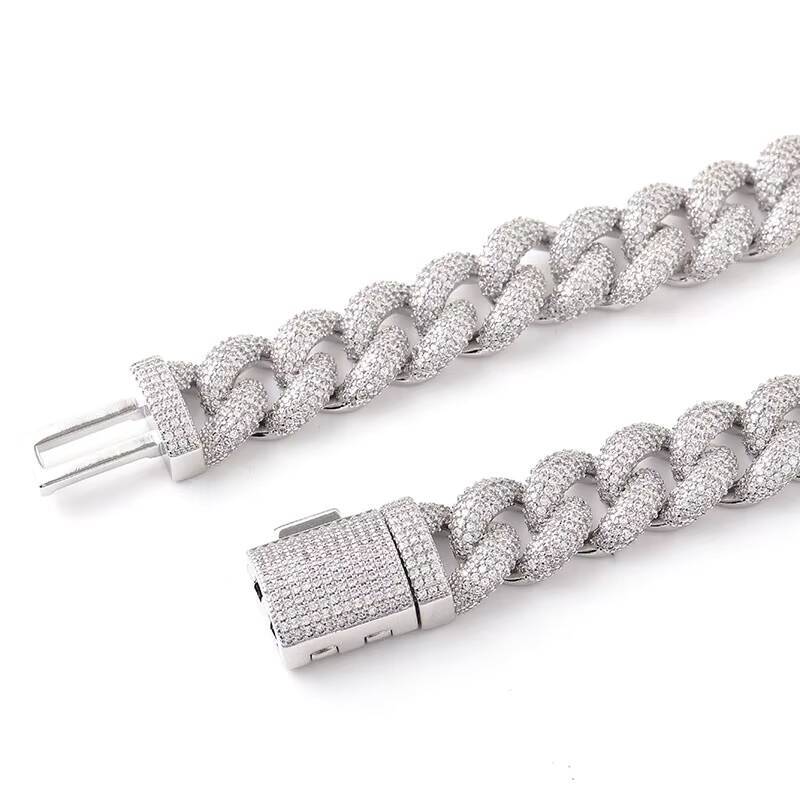 8mm Men's Necklace Sier Bracelet Hiphop Miami Cuban Chain
