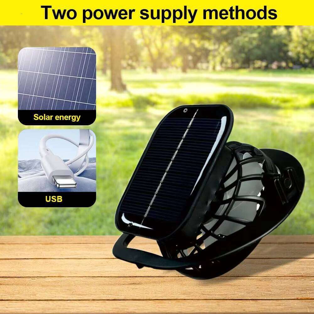 Summer Outdoor Men Wide Brim Sun Hiking Fishing Bucket USB Charging Solar Powered Fan Cooler Hat