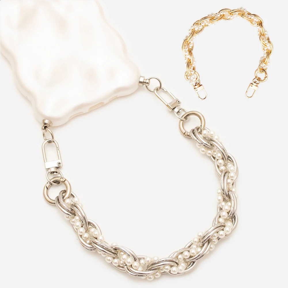 Vintage Pearl Bag Strap Purse Handbag Handles Clutch Bag Accessories Metal Pearl Phone Lanyard Replacement Handles Bag Hardware 250530
