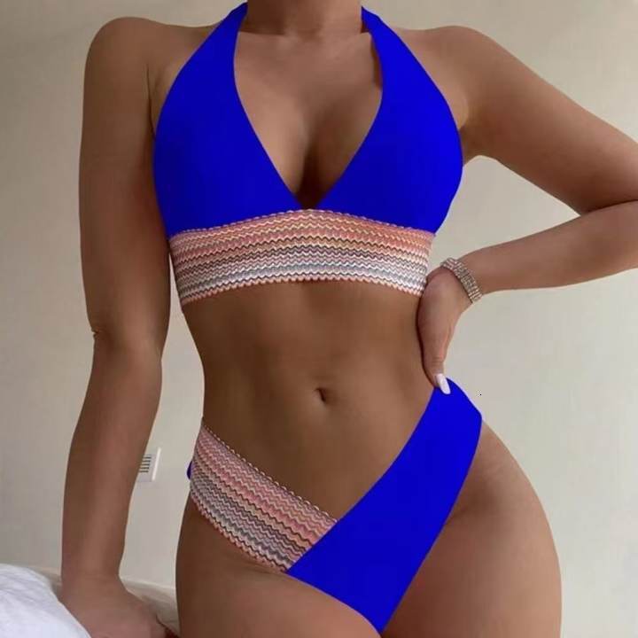 Outdoor Summer Beach Sexy Womenfree Shipping 2025 New Designer Shoes 2025 New Color Blocking Split Xingcheng Sexy Deep V Bikini Women's Swimsuit