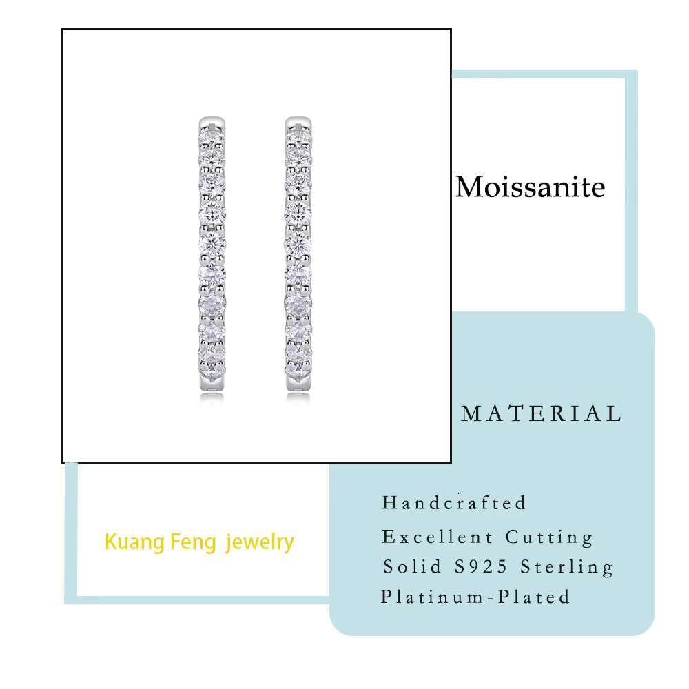 2.52CTW Moissanite Hoop Earrings 925 Sterling Silver 18K Gold Plated Double Row Sparkling Jewelry for Women Gift Daily Earrings