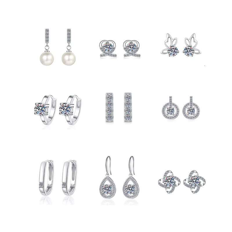 2mm 10mm Emerald Cut 925 Sterling Silver VVS Star square Gold Pear Shape Women Men Huggie Moissanite Stud Earrings