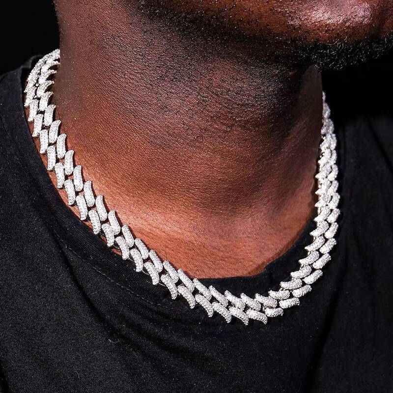 Hip hop jewelry necklace ice out Moissanite Cuban men's chain