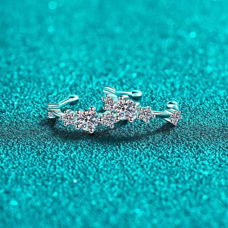 Carline Topsale Fine Jewelry Earrings Luxury Silver 925 Ear Cuff Earrings Moissanite Earrings Non Pierced Jewelry for Women