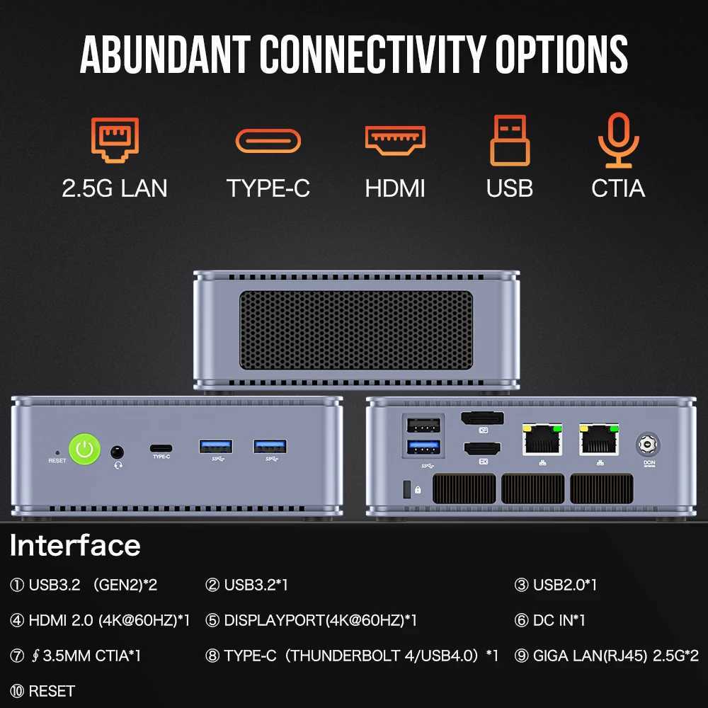 GMKtec K6 Mini PC AMD R7-7840HS 8C/16T 16GB DDR5 512GB PCIe 4.0 SSD Mini Desktop Computer Window 11 Pro WiFi 6E/BT5.2 Type-C X250602