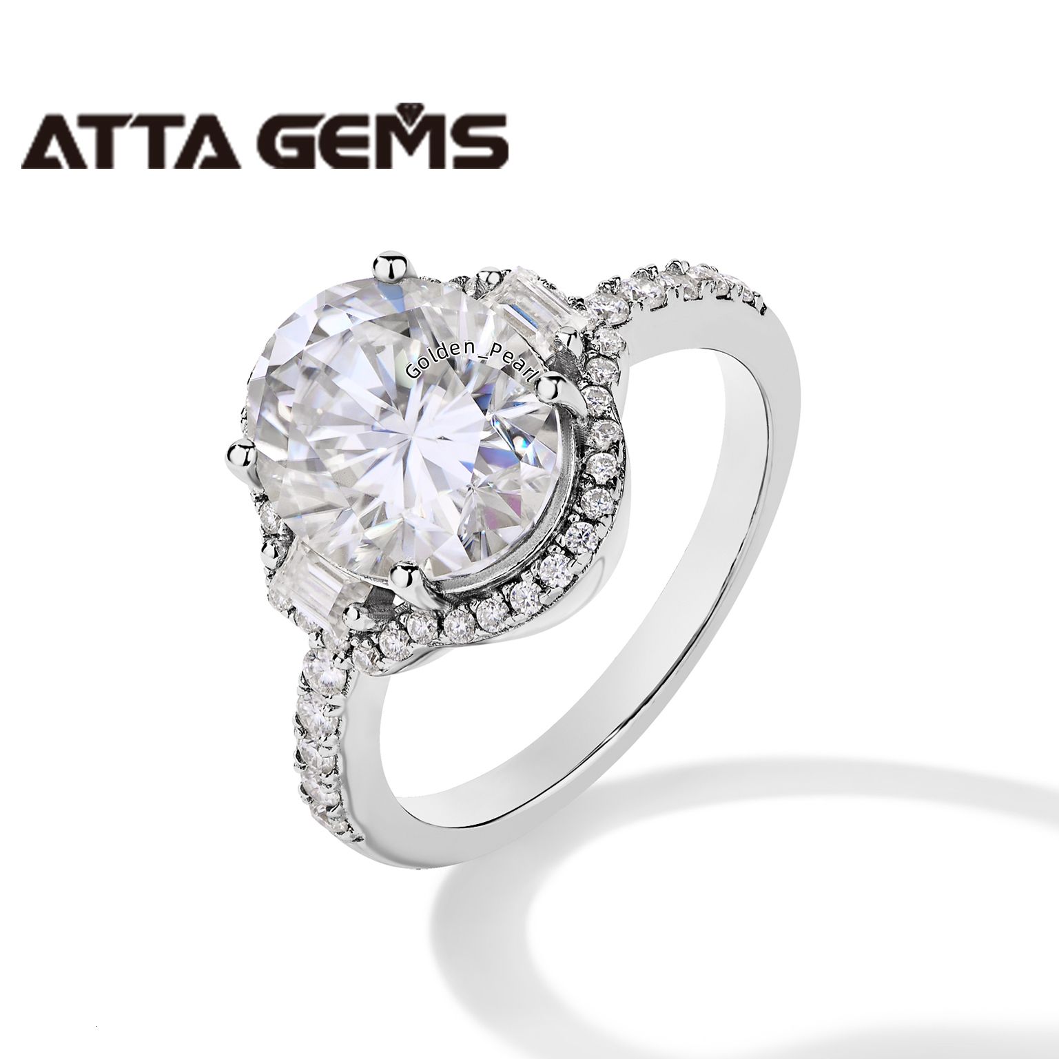ATTA 5CT Oval Cut Moissanite Solitaire Ring for Women D Color Diamond Ring S925 Sliver 10K 14K 18K Gold Wedding Ring