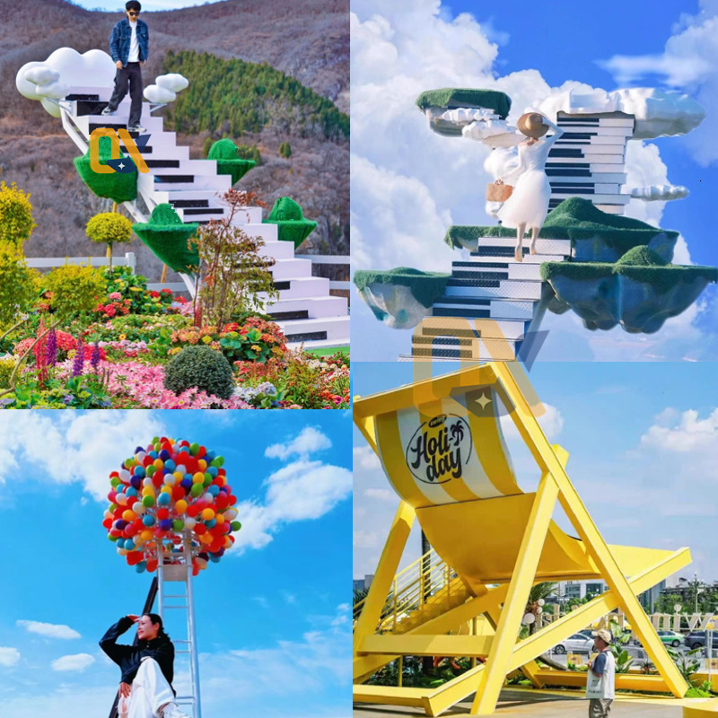 Flower Sea Photo Spot Sky City Scenic Area Rice Field Piano Cloud Floating Platform Balloon Ladder Giant Chair
