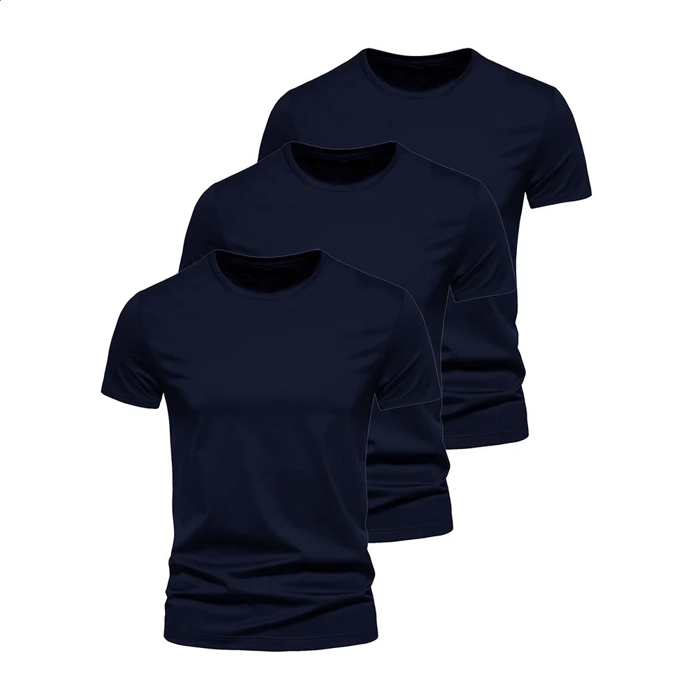 3Pcs Men T-shirt O-neck Fashion n Slim Fit Soild T-shirts Male Tops Tees Short Sleeve T Shirt For Men 250530
