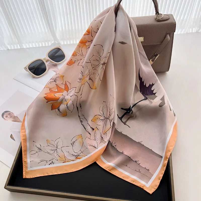 70cm Black and White Animal Printed Scarf Womens Simulated Silk Animal Printed Scarf Fashion Elegant Headscarf Shawl W250602