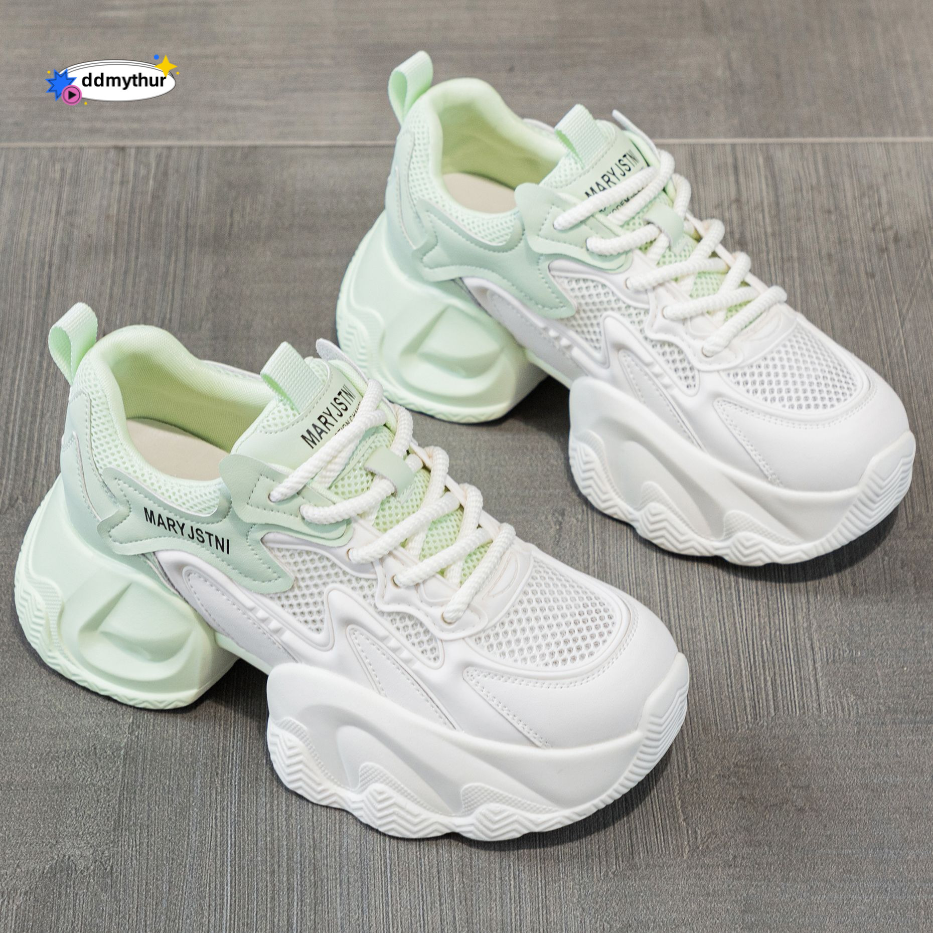 Platform Dad Sneakers 2025 New Summer Versatile Mesh Breathable Casual Sports White Shoes Women ddmythur