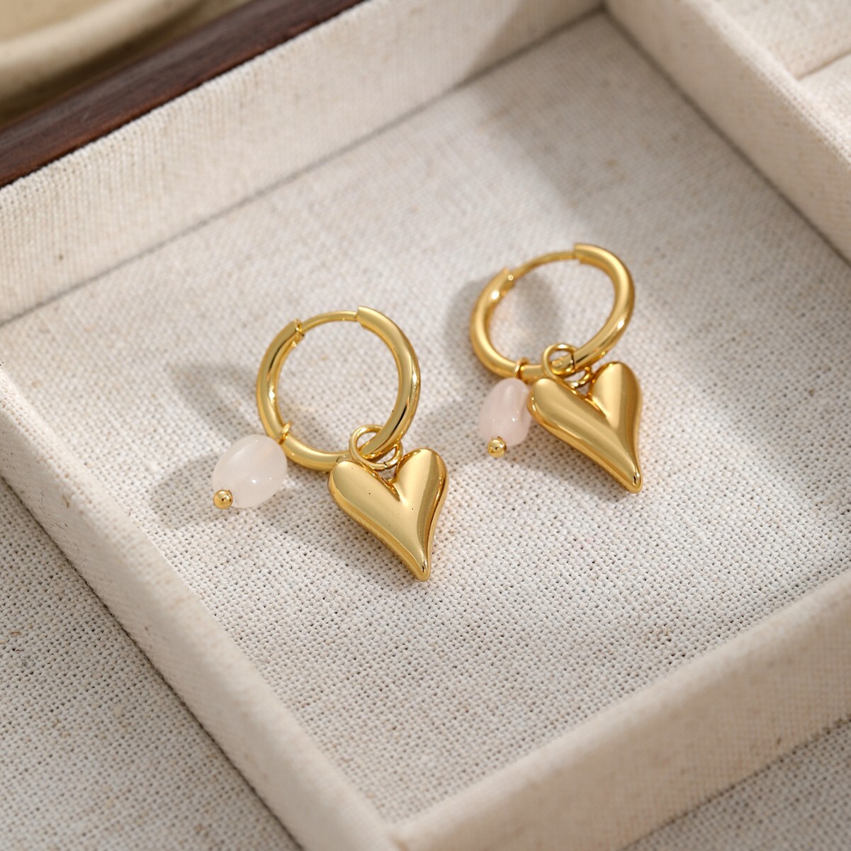 Stainless Simple Round Bead Snake Chain Jewelry Fashion Titanium Steel Non-Fading Sharp Mouth Heart Earrings Ear Studs