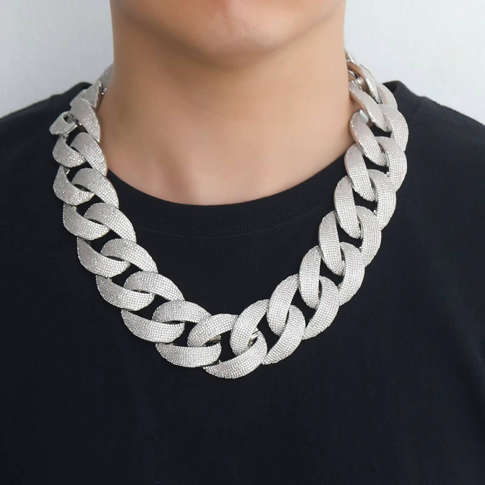 BES 20 Various Sizes Hip Hop Ice Cold Men's Clothing Miami for Young Men Pearl Cuban Chain Necklace Accessories