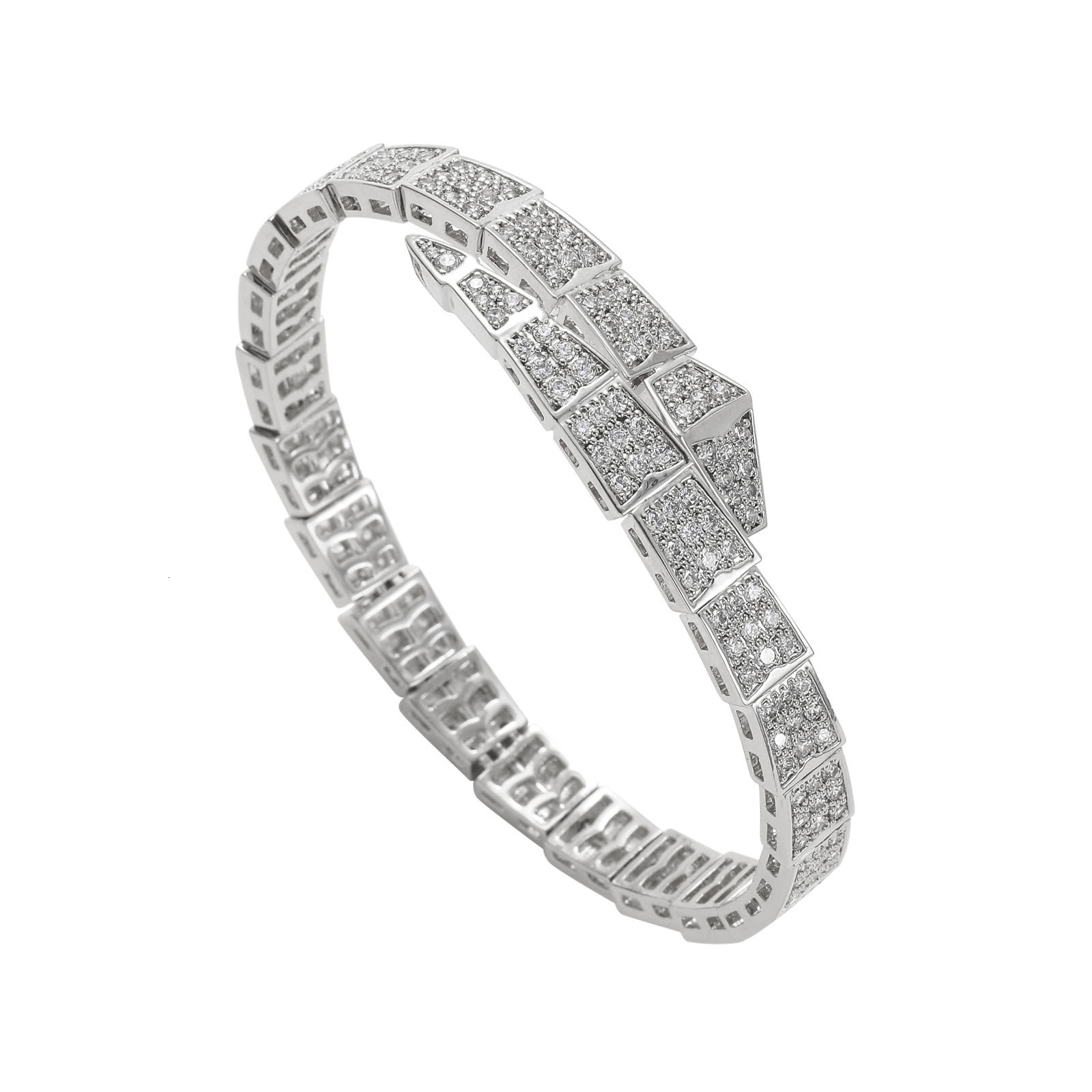 New Snake shaped Bracelet with Adjustable Opening Full Moissanite Hip Hop Jewelry Creative Mens and Womens Bracelet Snake Bracelet moissanite