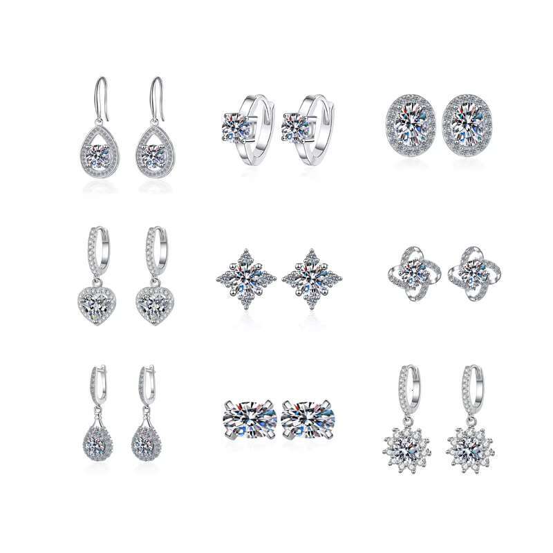 Vvs Diamond Moissanite Color bar Hoop Star Custom Screw Back Cluster square 5mm S925 Silver New Chinese Stud Moissanite Earrings