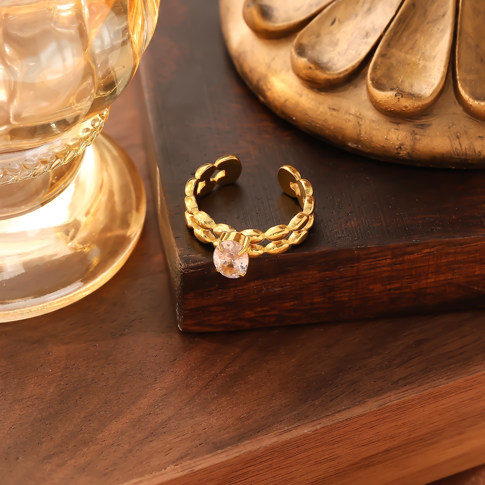 French Style New Wind Open Ring for Women, Light Luxury High-end Gold Ring, Non-fading Niche