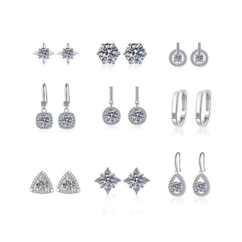 4 Prongs 0.5 1 1.5 2 CT Round Moissanite Vvs Diamond Stone Screwback Stud Drop Earrings