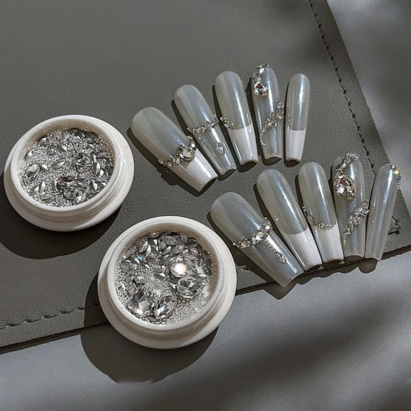 1Box Nail Art Rhinestones Multicolor Nail Decorations Crystal Serpent Flat Back Mixed Size Crystal Gems DIY Nail Art Rhinestone 250528