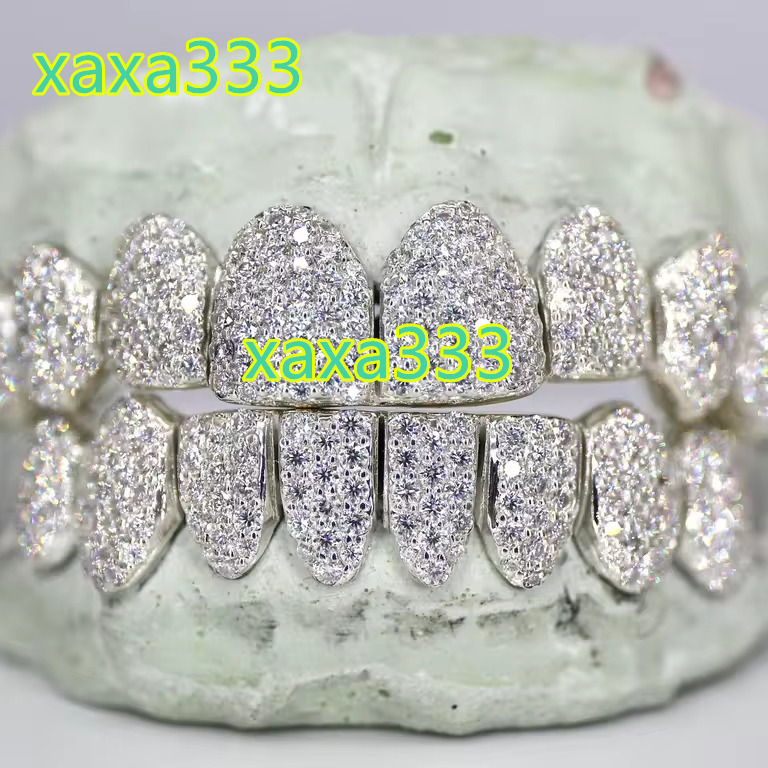 Fully Iced Out Moissanite Diamond Teeth for Hip Hop Jewelry Lover Trendy 925 Sterling Silver With Moissanite Diamond Teeth