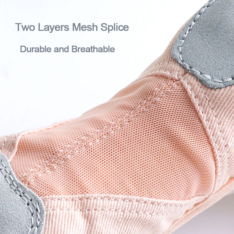 Professional Ballet Shoes Soft Three Split Sole Women Girls Ballerina Dance Shoes Stretch Fabric Mesh Splice Ballet Slippers 250528