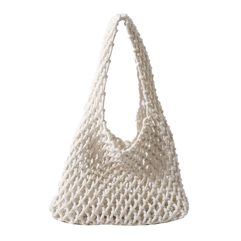 designer Korean Style Niche Hollow Mesh Handbag Handwoven Wrist Bag Fashion Versatile Beach Vacation Tote Bag Trendy