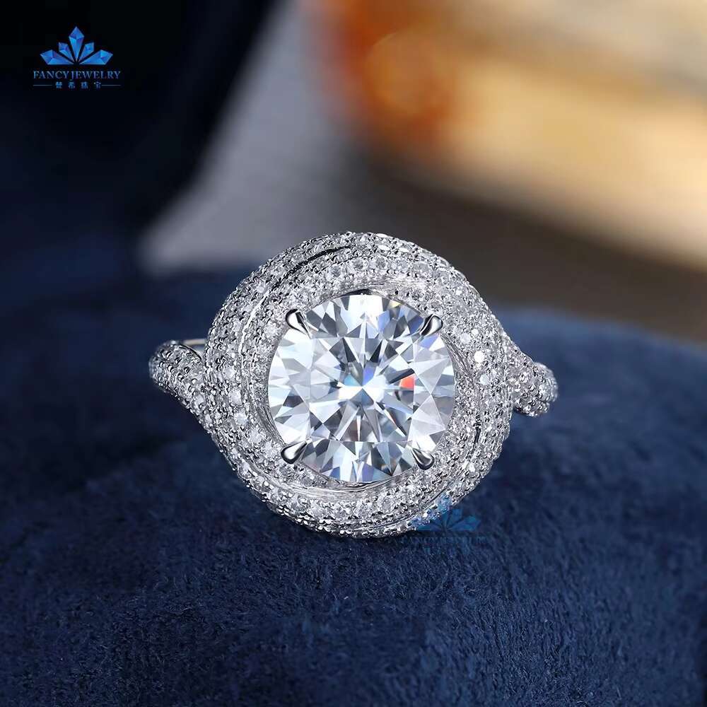 Wuzhou Fancy Jewelry Solid Gold Ring Women Diamond Ring Real Lab Moissanite Diamond 18k Gold Ring