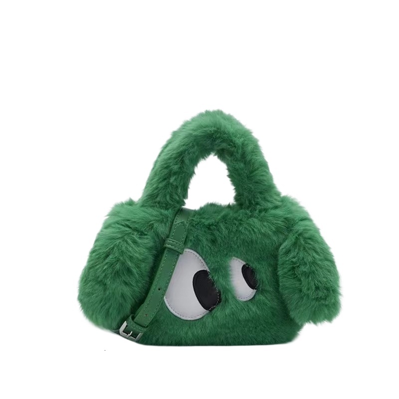 designer Autumn Winter Furry Bag for Women 2025 New Big Eye Puppy Handbag Cute Girl Plush Crossbody Bag Women's Bag