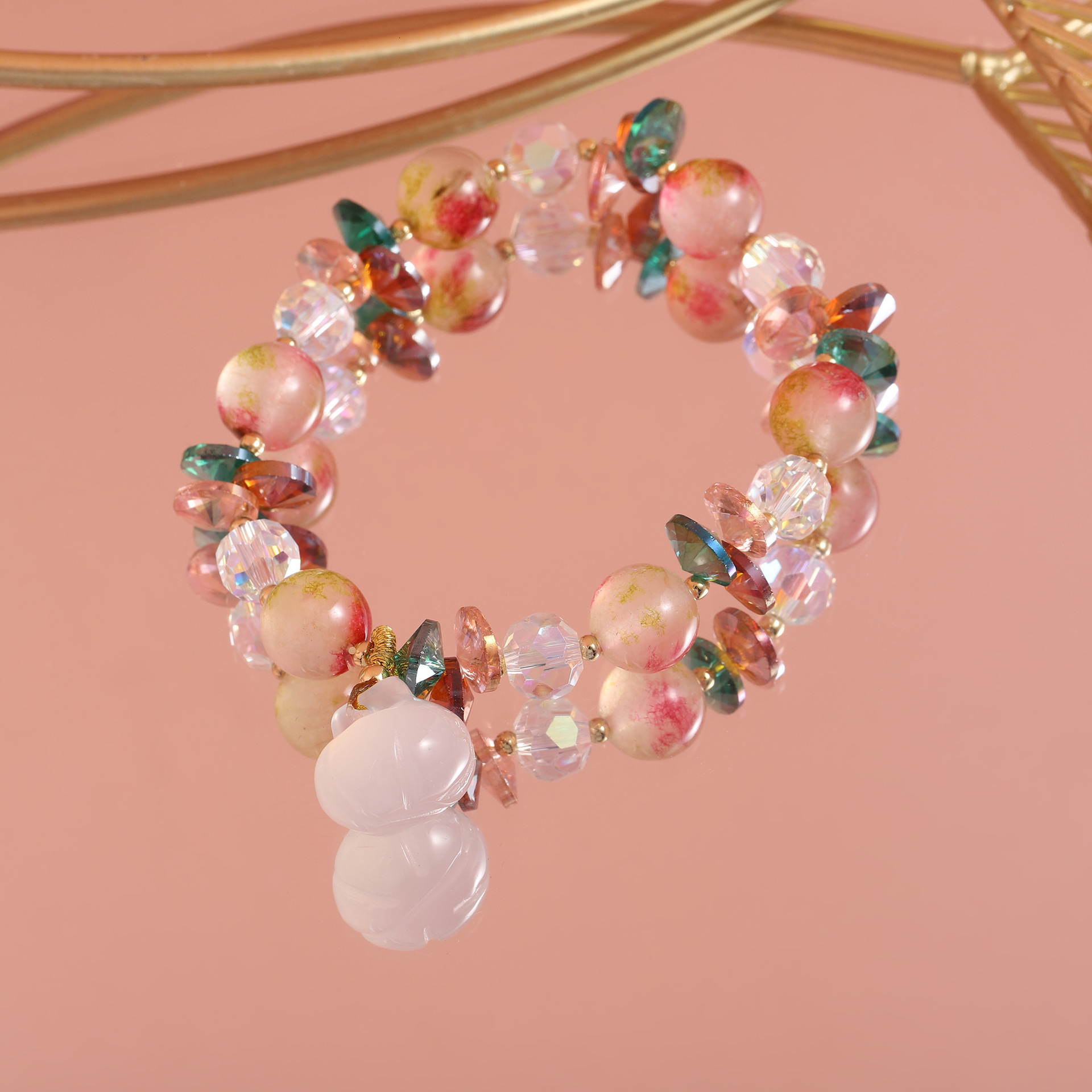 Fashionable rural women's style with colorful electroplated white crystal jade pendant