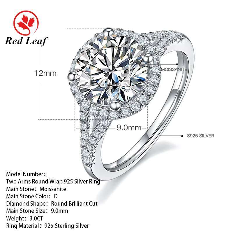 Redleaf Direct Sale White Gold Plated S925 Silver Eternity Wedding Ring Fine Jewelry Ladies Moissanite Diamond Ring
