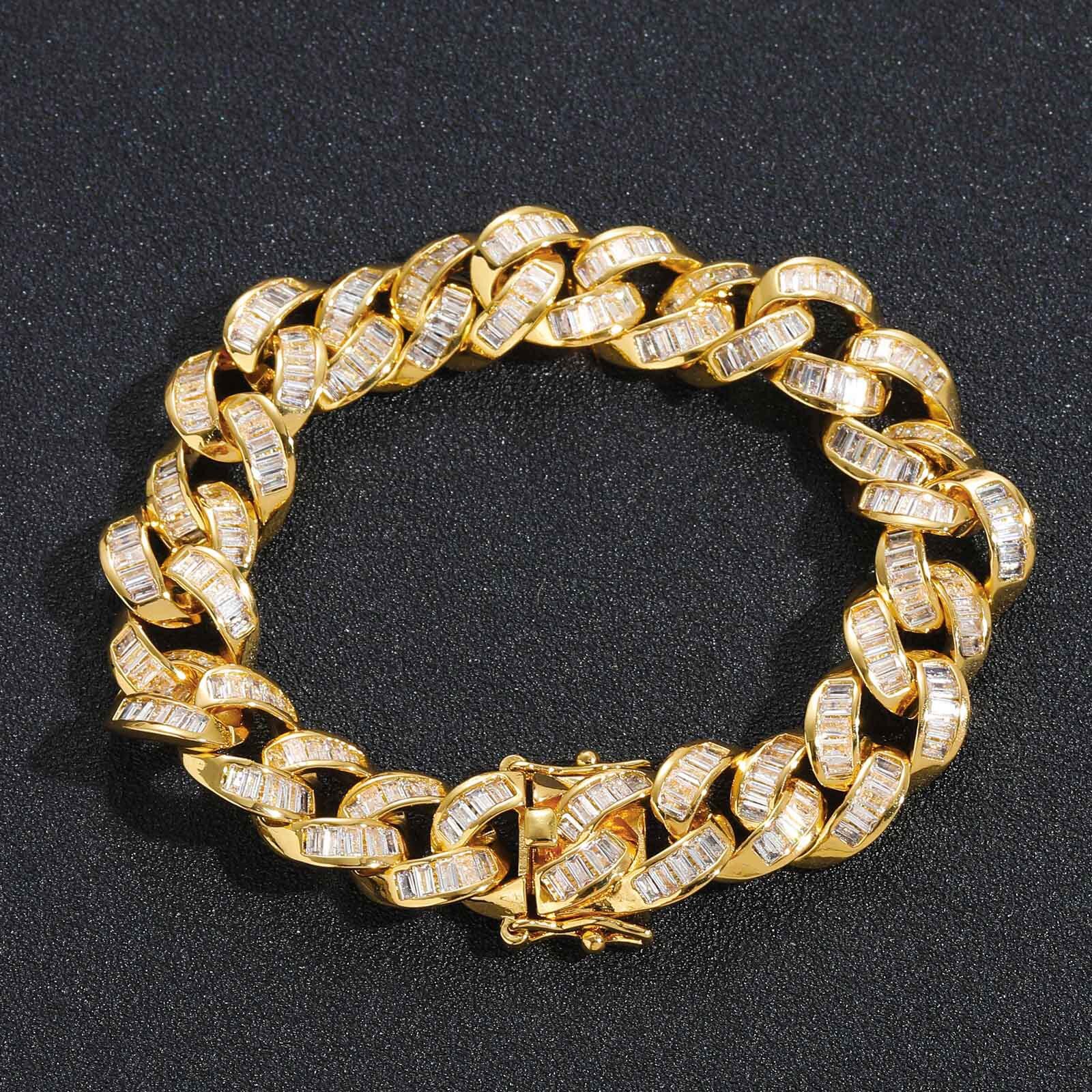 Hip Hop Mens Bracelet 13mm Wide T Cubic Moissaniteia Cuban Chain Personality Micro Paved Moissanite Hip Hop Accessories moissanite