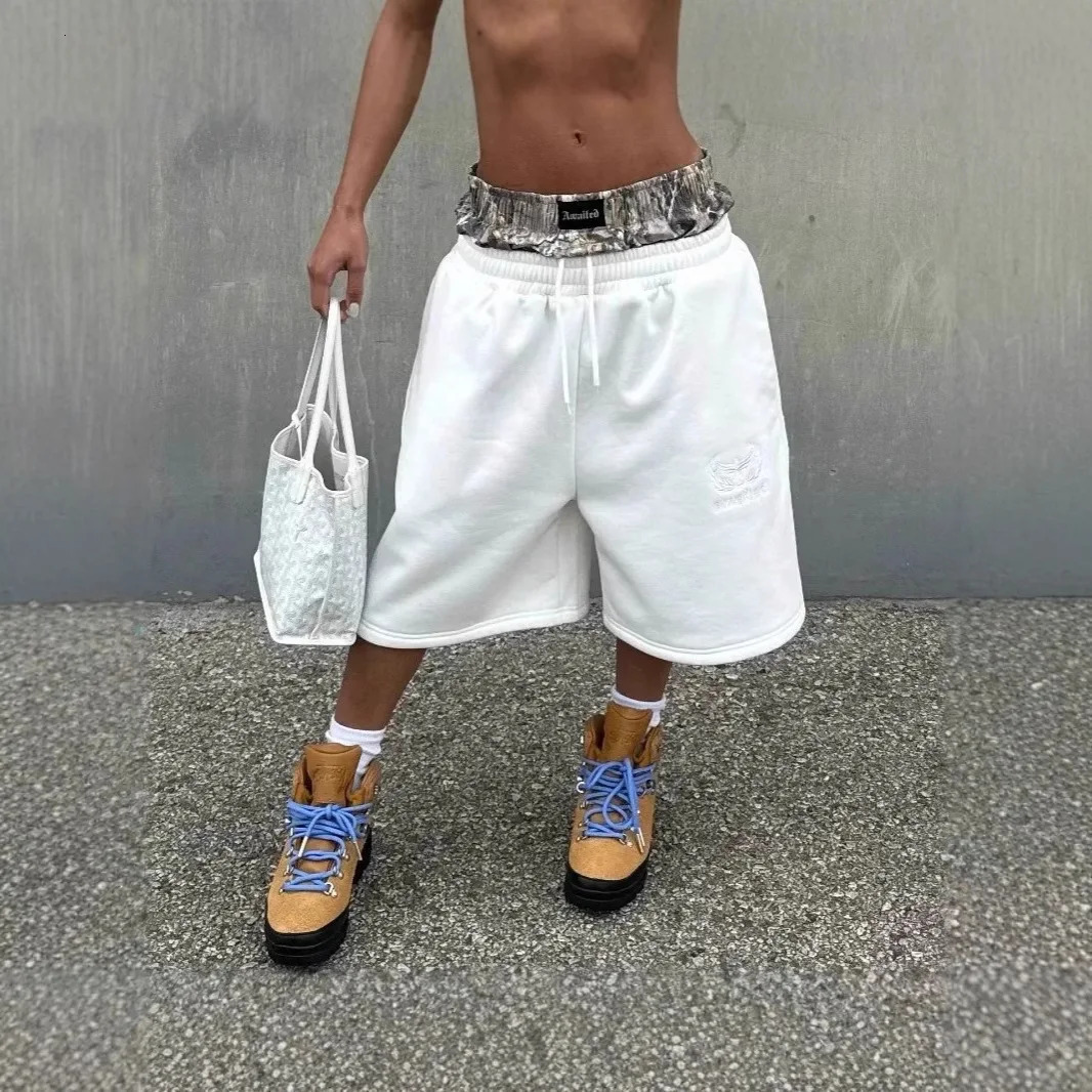 Spring Retro Double Waist Head Shorts Men Loose Fashion High Street Fashion Leisure Short High-quality Sweatpants 250529