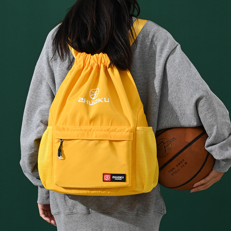 Free Shipping New Korean Style Women's Casual Sports Drawstring Backpack Large Designer Bag Outdoors Capacity Fashion Trendy Women's Travel 