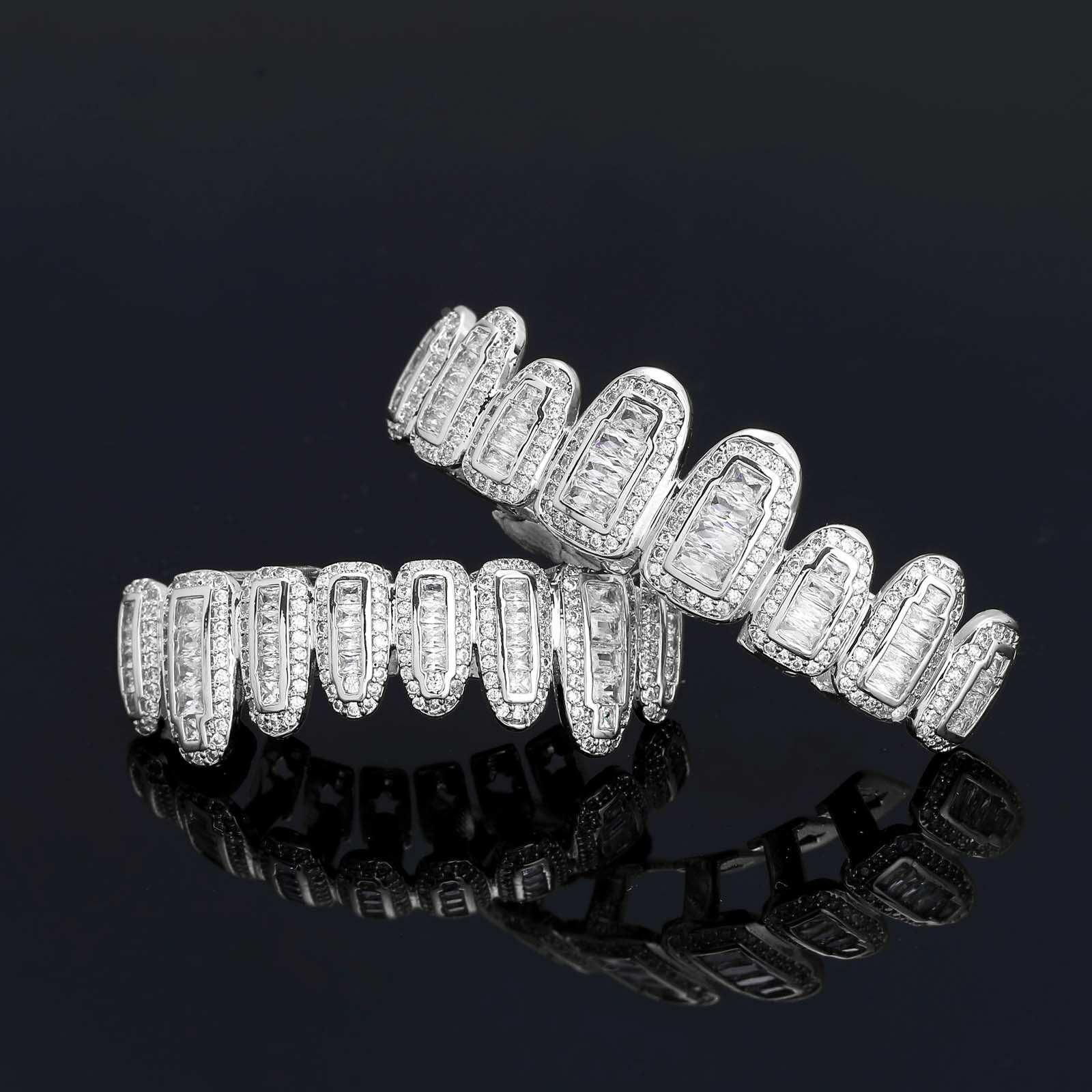 Meisas New Hip Hop Decoration Eight Teeth Bracelets Micro Inlaid with T-shaped Moissanite Sharp Teeth Gold Teeth Trendy Hip Hop Jewelry moissanite