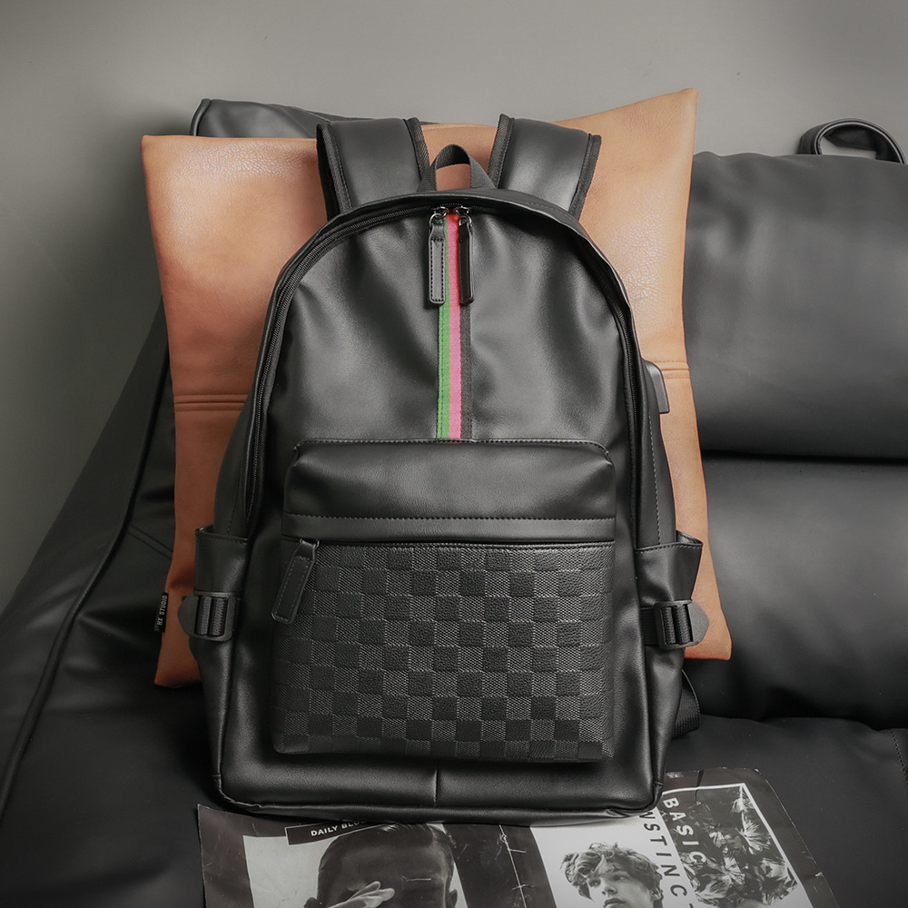 Free Shipping Outdoors In Stock Wholesale New Korean Style Men's Backpack Fashion Style Designer Bag Leather Student School Bag Men's Bag Fa