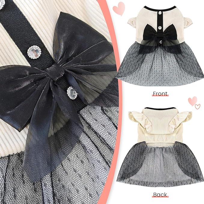 Dog Dress, Pet Dog Princess Bowknot Dress, Luxury Lace Dogs Dresses for Small Cats Girl Spring Summer Puppy Clothes, Small Medium Dog Party, Birthday 